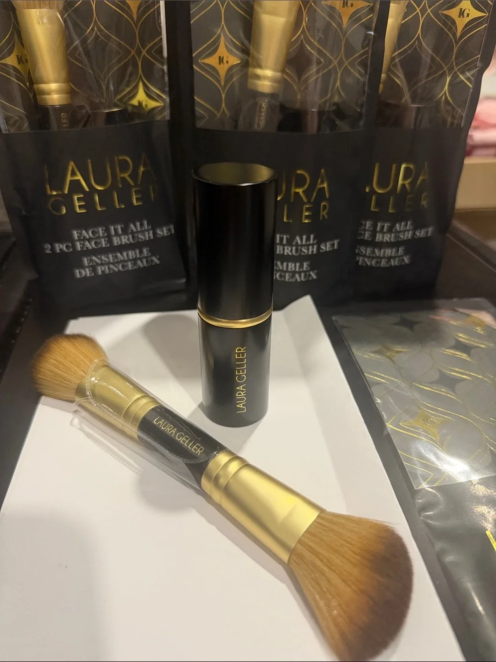Laura Geller Black & Gold 2-Piece Face Brush Set